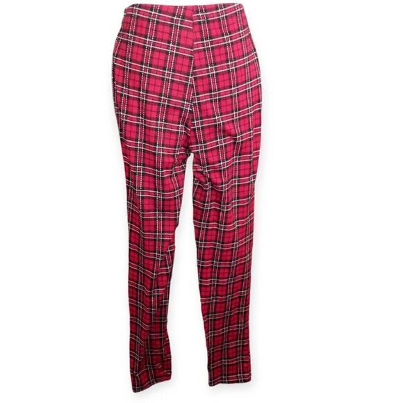 FOREVER 21 RED PLAID PANTS SZ.M EUC - Picture 1 of 5